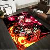 Anime Style Carpet with Fiery Red and Black Design, Bold Characters Suitable for Use As an Anti-slip for Living Room Bedroom Sofas