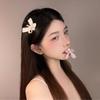 Mesh Bow Pearl Hair Clip Female Korean Holiday Fashion Duckbill Clip Hair Accessories