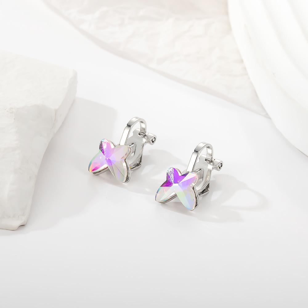 Colorful Butterfly Pierced Ear Clip Earrings