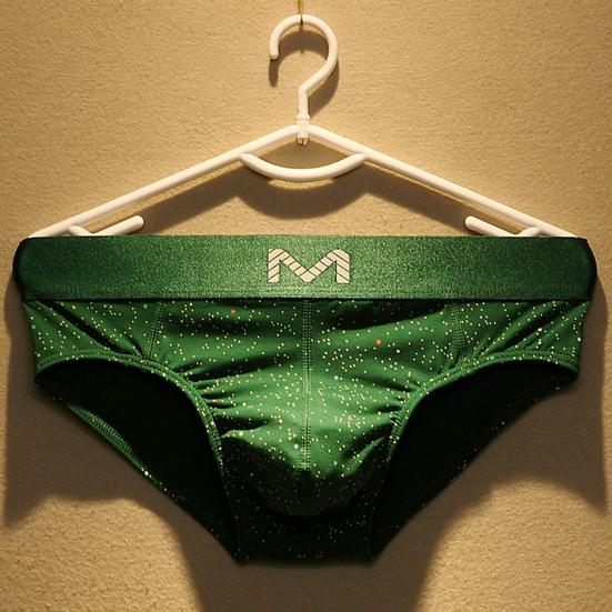 Men Briefs Letter M Stretchy Loose Low Waist Starry Sky Print Patchwork