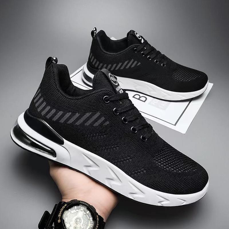 

мужская спортивная обувь дышащая из сетки мужская летняя обувь на платформе трендовая обувь с воздушной подушкой 39-41 чёрный