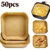 50pcs Disposable Air Fryer Parchment Liners, 9 Inch (5-8QT), Oil-Absorbing for Fries/Chicken