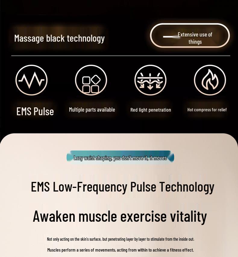 Smart EMS Waist & Arm Hot Compress Massager: Constant Temperature Microcurrent Device for Home Exercise & Relaxation