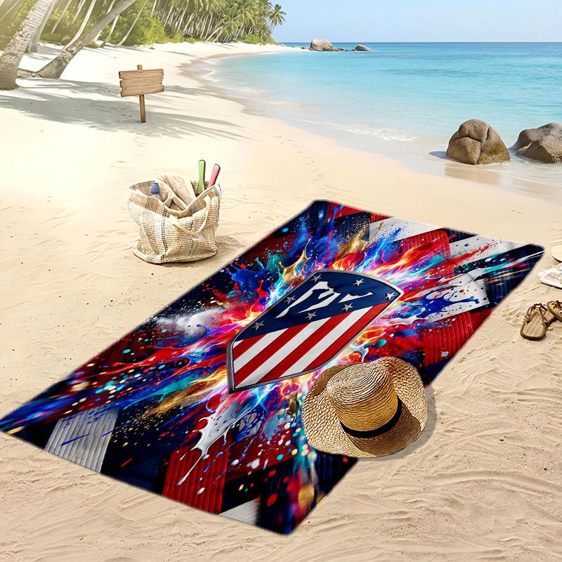 Toalla de Playa Estampada del Atlético de Madrid Secado Rápido Suave Portátil Grande Rectangular Manta de Playa para Viajes Piscina