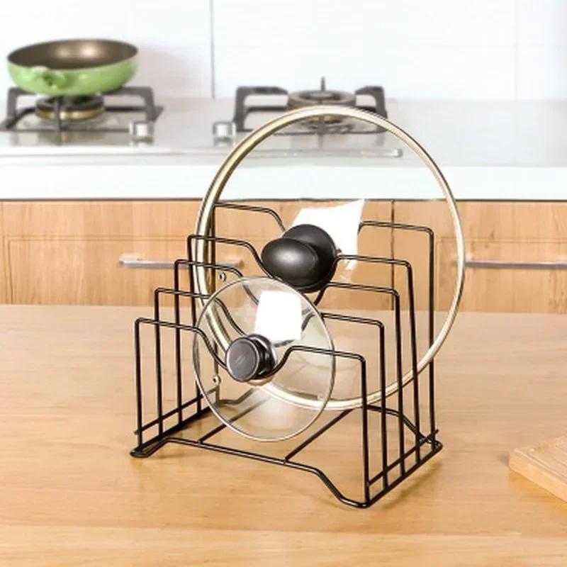 Kitchen Convenience Storage Shelf Pot Lid Rack Storage Pan Lid Cover Cabinet Holder Rack Organizer Multifunctional Accessories
