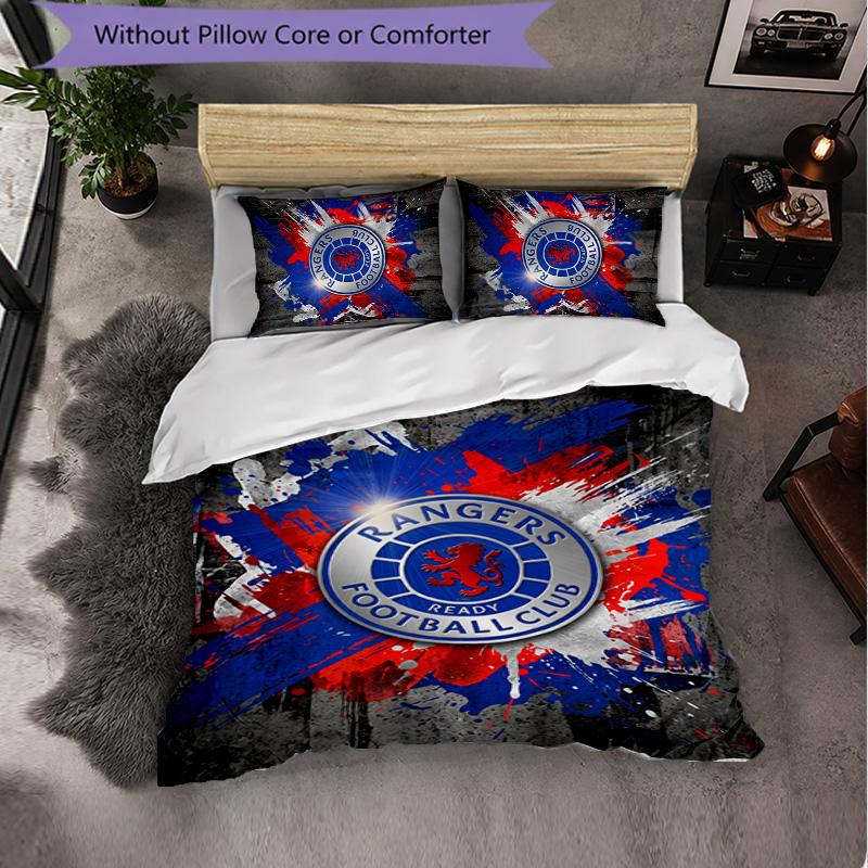 Biancheria da letto a tema Rangers FC Set 3 Pezzi Copripiumino Biancheria da letto Decorativa Per Stanza Adolescenti Decorazione Casa