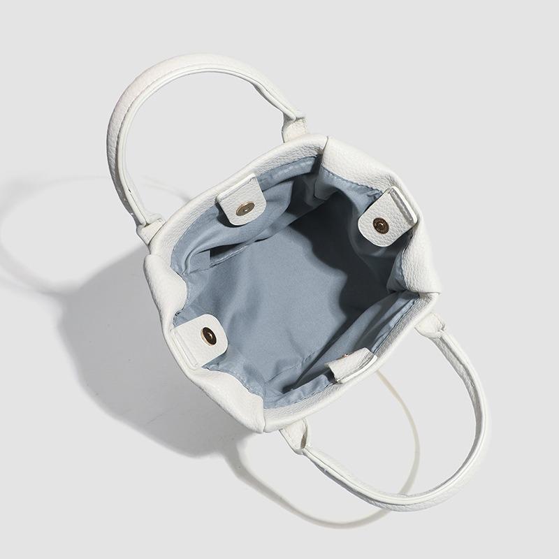 Niche Basket Shoulder Crossbody Bag 2025 New Korean Fashion Texture Solid Color Bucket Handbag for Women