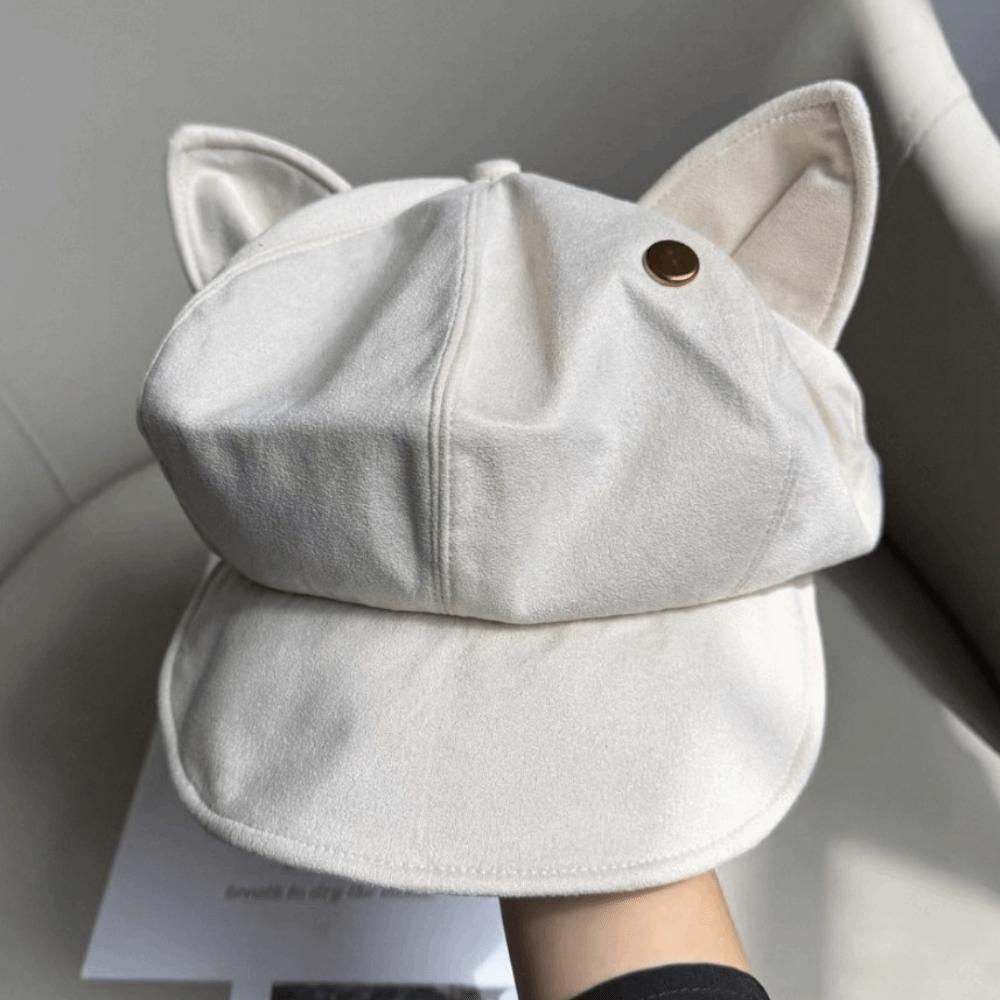 Cute Cat Ears Women's Beret Japanese Style Cat Paw Pattern Newsboy Cap Anime Sweet Baseball Cap Everyday Outfits