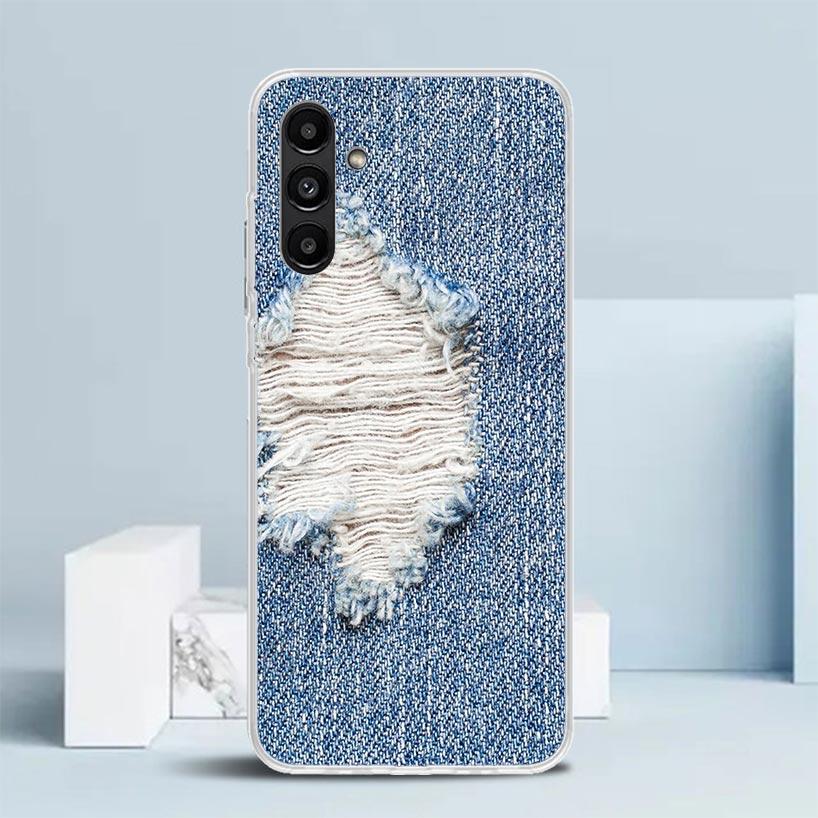 Jeans Cowboy Denim Printed Phone Case For Samsung Galaxy A17 A37 A57 A16 A15 A14 A13 A56 A55 A54 A53 A36 A35 A34 A33 A26 A25 A24