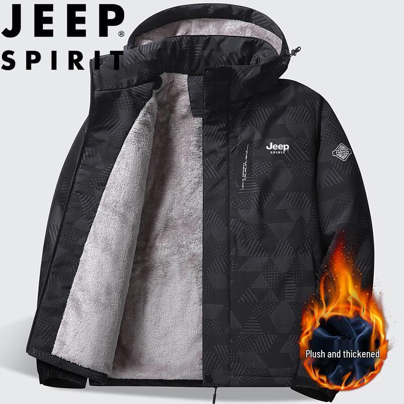 JEEP SPIRIT Herren Locker Geschnittene Winter-Steppjacke mit Kapuze