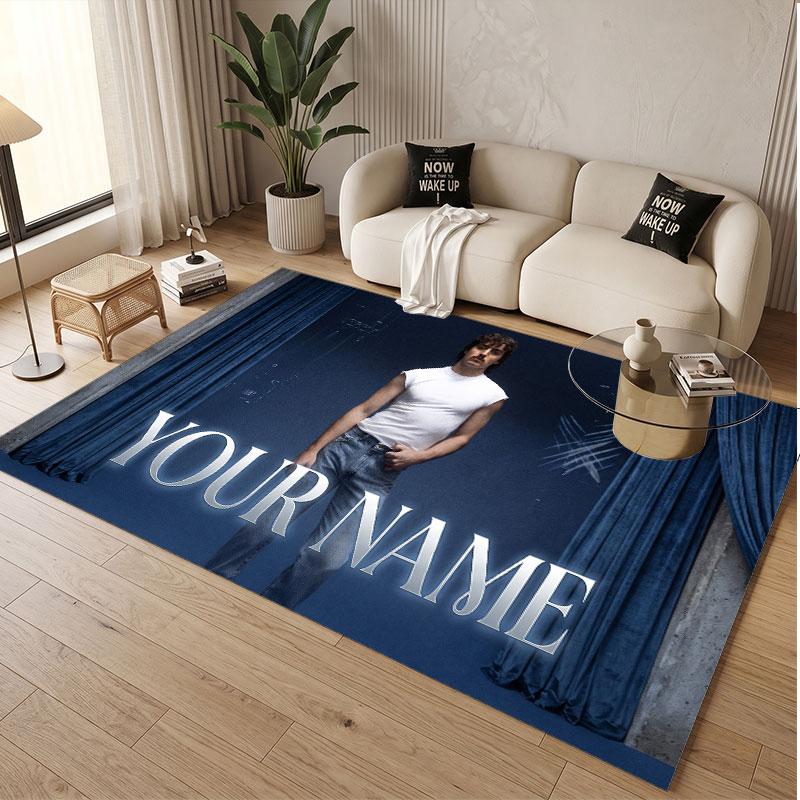 Custom Name Crystal Velvet Rug,Benson Boone Comfortable Anti Slip Floor Mat For Room Decoration
