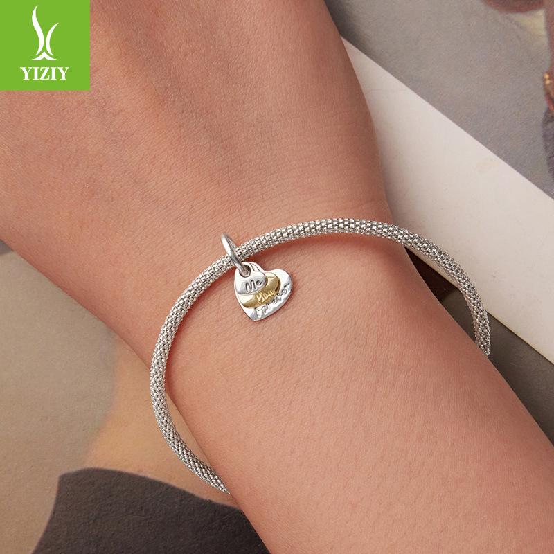S925 Sterling Silver Love Forever Pendant Accessories Personalized Love Card Stacking Bracelet Beaded