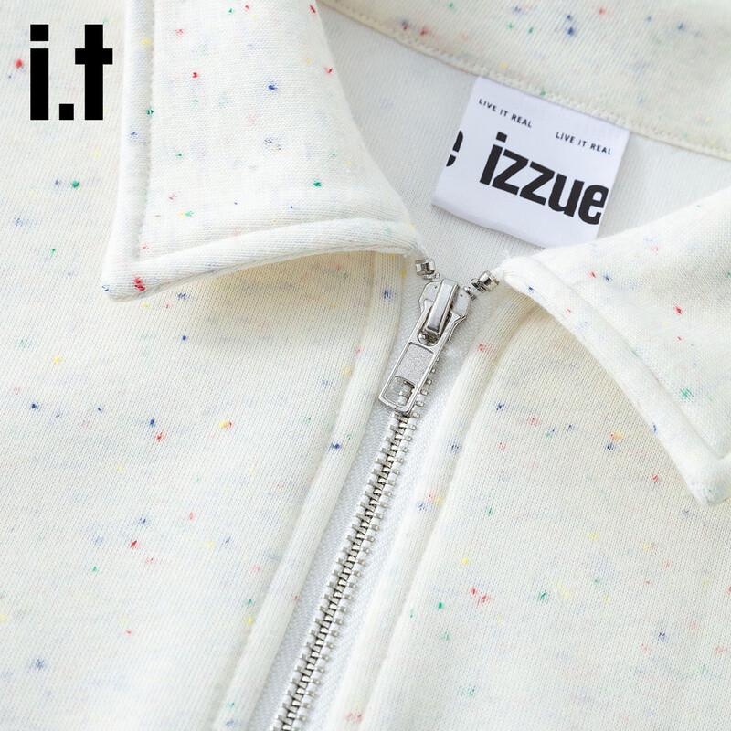 Izzue IT Women's Fall Colorful Speckle Half-Zip Polo Sweatshirt