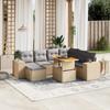 Vidaxl 8-Cz. Garden Furniture Set With Cushions, Beige, Poly Rattan