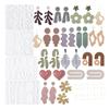 ABWR-44PCS Harz Ohrringformen, Silikonformen für Epoxidharz, Geometrische Blume Blatt Herzförmig Epoxid Silikon Gießen Dur
