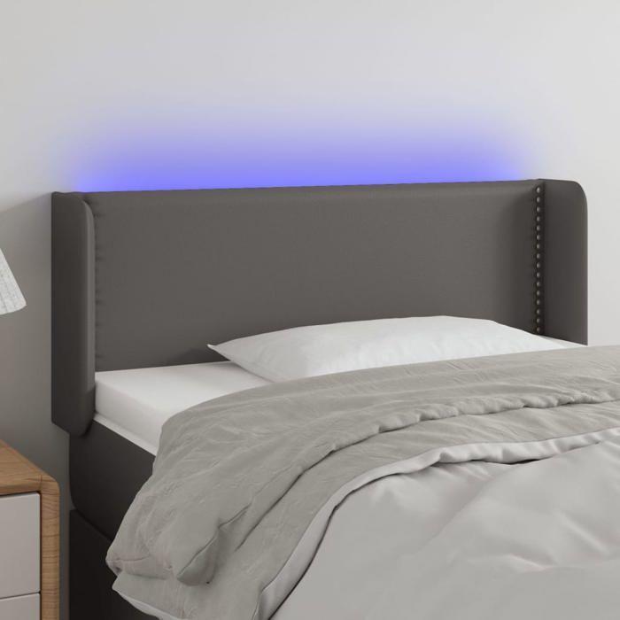 VidaXL Tête de Lit à LED Meuble de Chambre à Coucher Accessoire de Lit Simple Tête de Cadre de Lit Intérieur Gris 3123178