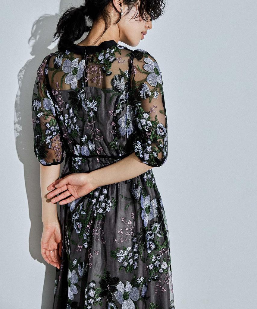 Niana Flower Embroidery Party Wedding Embroidered Size L Dress, Dress, Dress, Lace, Black,
