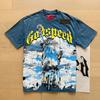 Godspeed retro printing foreign trade beauty tide high street men and women casual trend hip hop apricot old short sleeve T-shirt