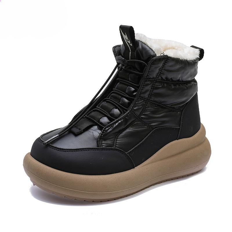 

2026 New Hot Sale Women Warm Walking Shoes Winter Cold-proof Waterproof Snow Boots Fashion Solid Simple Women Ankle Boots Mujer 35 чёрный