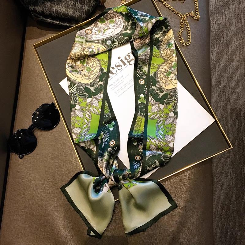 Natural Real Silk Scarf Women Bandana Scarves Wrap Kerchief Mulberry Spring Fashion Luxury High Quality Hijab 14*145Cm