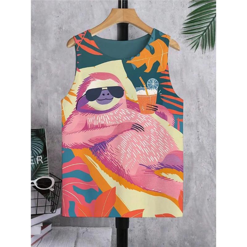 Summer Round Neck Funny Animal Pattern 3D Printed Top Fashionable Casual Sleeveless Women's Tank Tops
