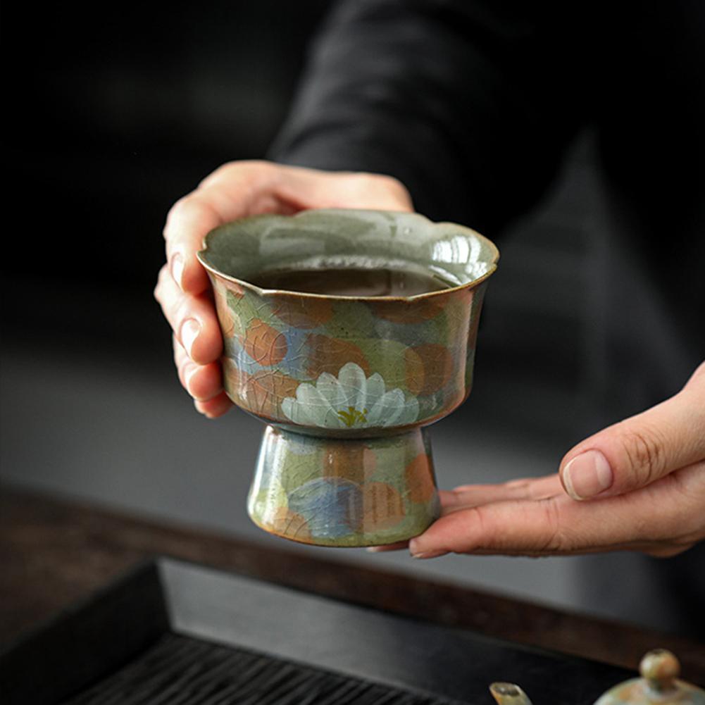 Daisies Ceramic Teacup Hand Painted Flower Mouth Master Cup Present For Tea Lovers A
