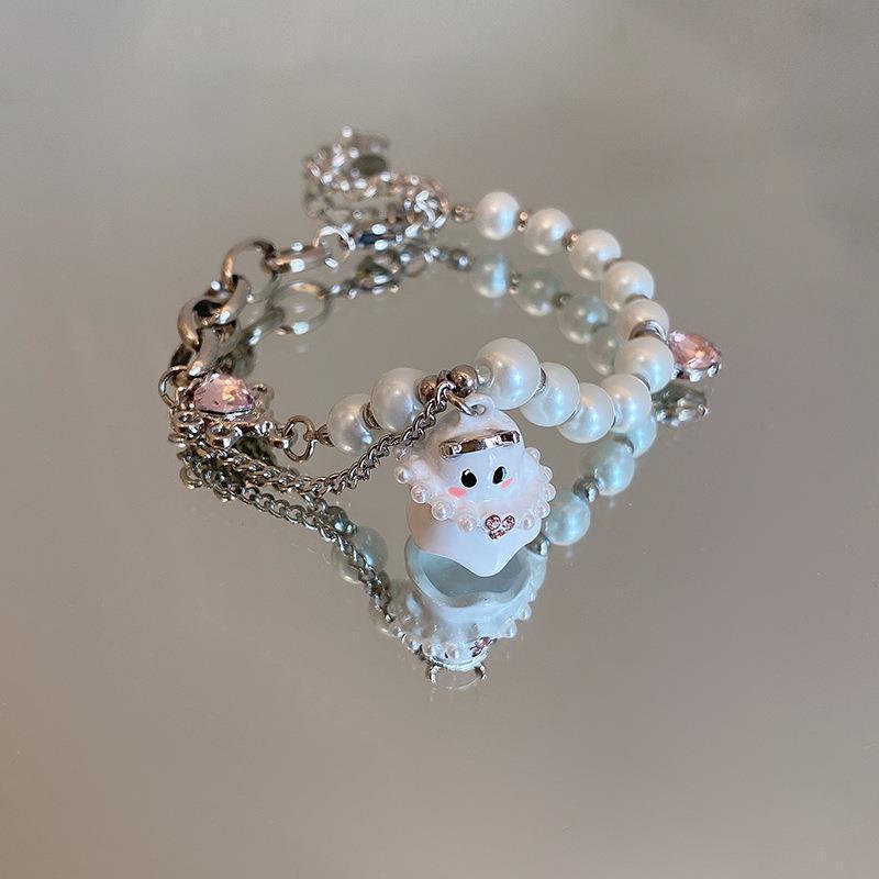 Black and white little ghost beaded bracelet women's accessories niche cold high sense sweet hot girl hip hop jewelry
