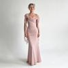 Real Spring and Summer New French Pure Desire Wind One-word Shoulder Stack Collar Streamer Skirt Off-the-shoulder Pleated Slim Dress