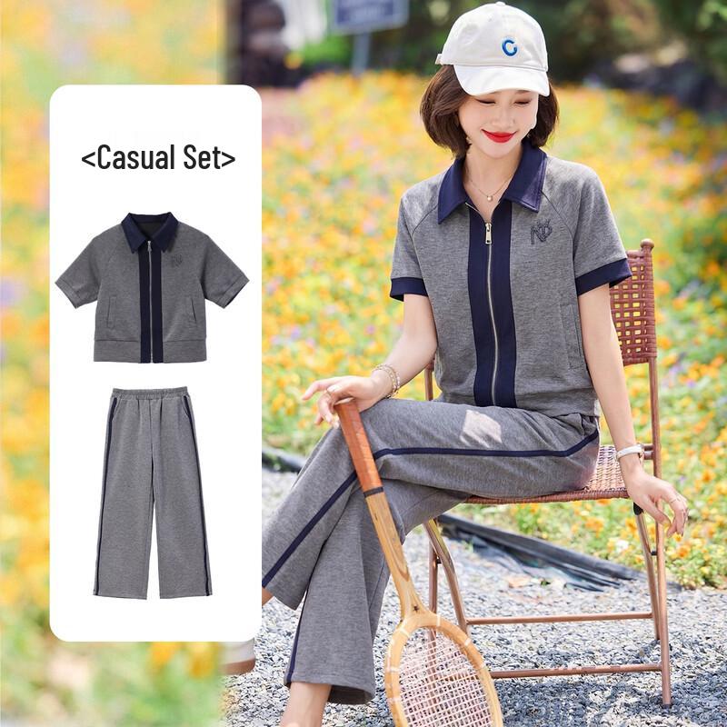 Baolianduo Women s Casual Color-Block Sportswear Set 5XL серый
