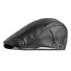 Men Advanced Hat Retro Faux Leather Retro British Style Solid Color Firm Stitching Windproof Thicken Warm Beret Newsboy Cap