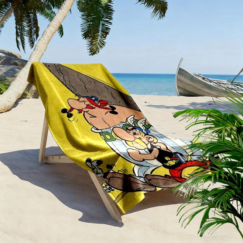 Asterix und Obelix 2D Flachdruck Strandtuch, Großes Weiches Schnelltrocknendes Handtuch für Strand Camping Schwimmen. NSTJ0928192