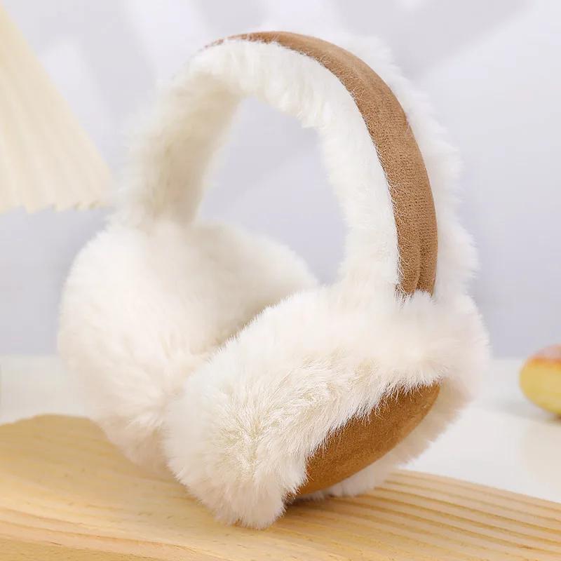 Winter Thicken Fluffy Plush Earmuffs Solid Soft Plush Ear Keep Warmer Fashion Outdoor Earflap Protection Foldable Ear Cover