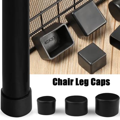 4Pcs/Set Black PVC Chair Leg Caps New Round Bottom Furniture Feet Silicone Pads Non-Slip Covers Floor Protectors Accessories