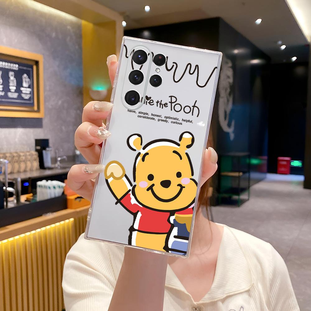 Cute Winnie the Pooh is suitable for Samsung S25Ultra mobile phone case S24F light and thin transparent case s20 + soft anti-drop.