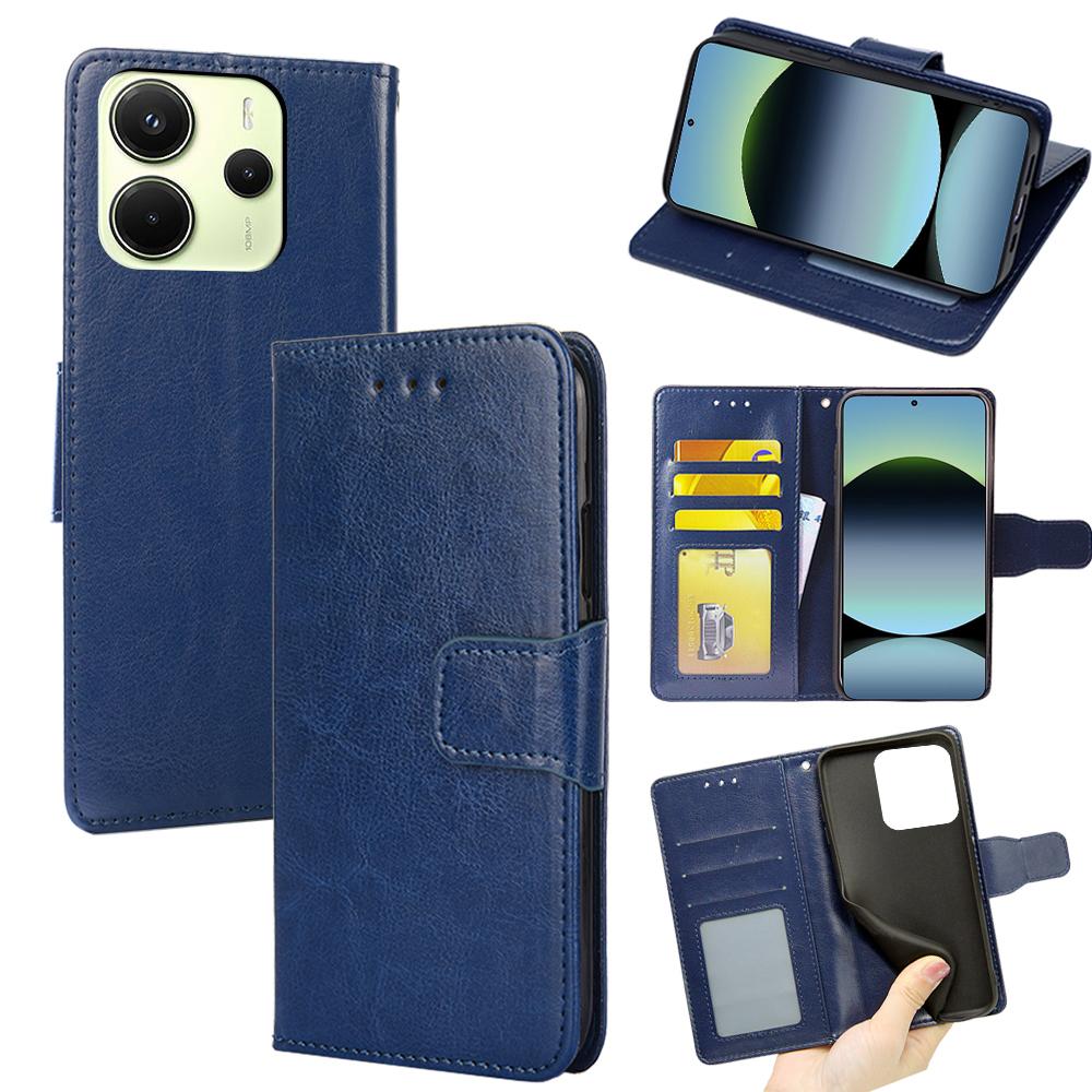 For Xiaomi Redmi Note 14 4G (163.25mm) Case Wallet PU Leather+TPU Folding Stand Phone Cover