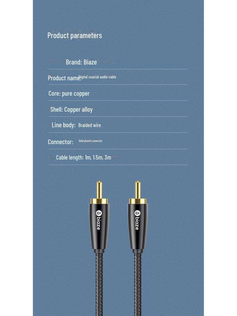 Biaz Cinch RCA Lotus Kopf Stecker-zu-Stecker Digitales Audio Subwoofer Kabel SPDIF 5.1