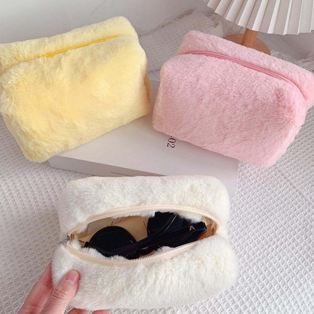 Plush Makeup Bag Lovely Soft Plush Fluffy Makeup Bag Fluffy Makeup Bag Portable Cosmetics Bag for Gi