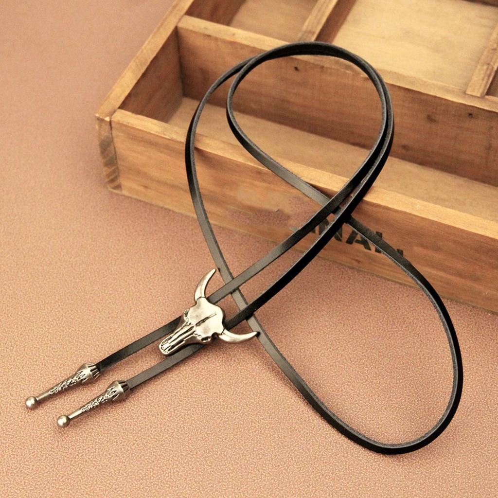Vintage Western Cowboy Bolo Krawatte Kuhkopf Krawatte Punk Halskette Kostümzubehör Amerikanische Bola Krawatte Western