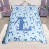 Homewish Girls Blue Bowknot Duvet Cover Set, Princess Style Bed Set, Monogrammed Bow Quilt Cover Set