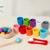 Wooden Balls In Cups Montessori Cognition Games Sorting Matching Toys  Preschool
