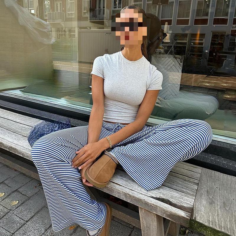 

European and American Y2K women s spring and summer solid color pants L синій