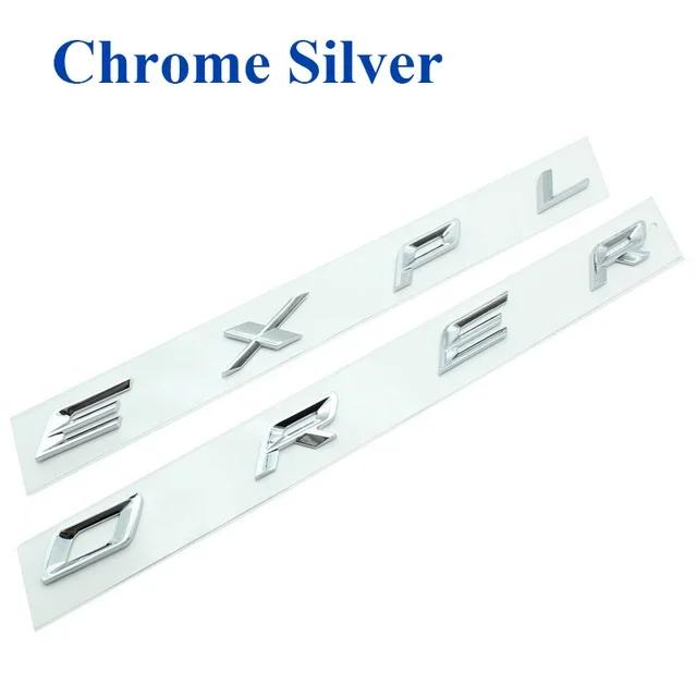 AJJ1 Chrome Black Logo Explorer Emblem Leters Car Front Hood Emblem Bonnet Bagde For Ford Explorer 4 5 6 Explorer Sticker Accessories