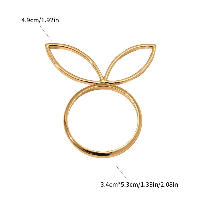 Pack of 6 Cute Napkin Rings Easters Ear Shape Napkin Holder Metal Napkin Jewelry Sophisticated Platings Accessorys