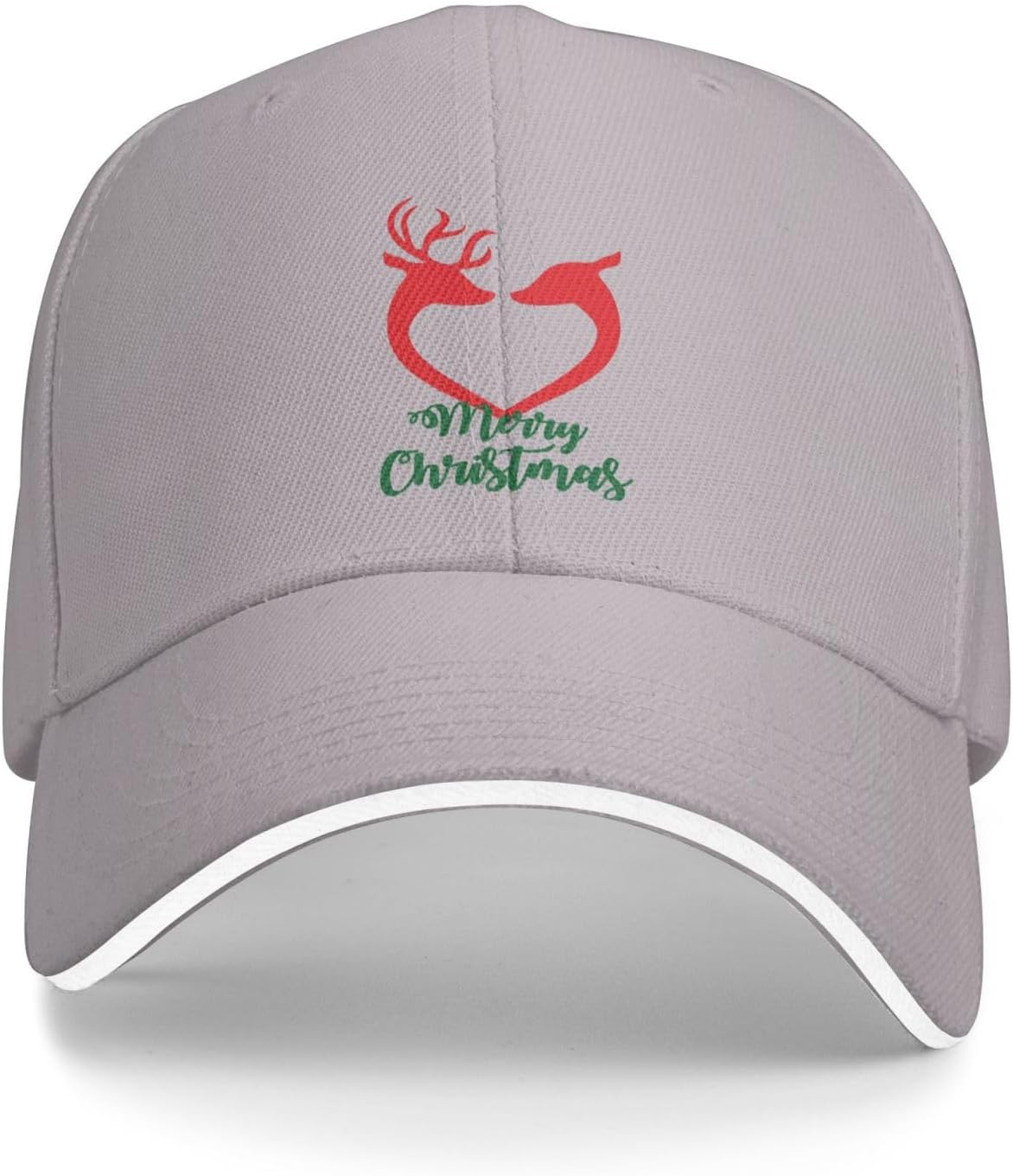 

Reindeer Heart Merry Christmas Baseball Cap Polyester Adjustable Outdoor Casual Hat for Men Women One Size