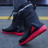 Ankle Height Lace-up Rubber Rain Boots with Fleece Lining and Non-Slip Sole