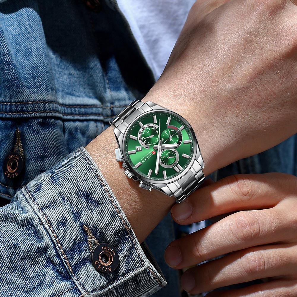 Fashion Full Stainless Steel Watches Wateproof Casual Mens Watch Analog Sport Wristwatch Date Quartz Clock Male