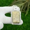 925 Sterling Silver Rectangle Fossil Coral Stone Engagement Bezel New Pendant