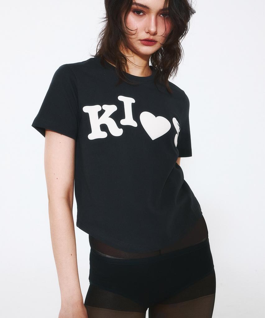 Kimseupeulesikoteunmakes Bumpy Kiss Logo T-Shirt Charcoal