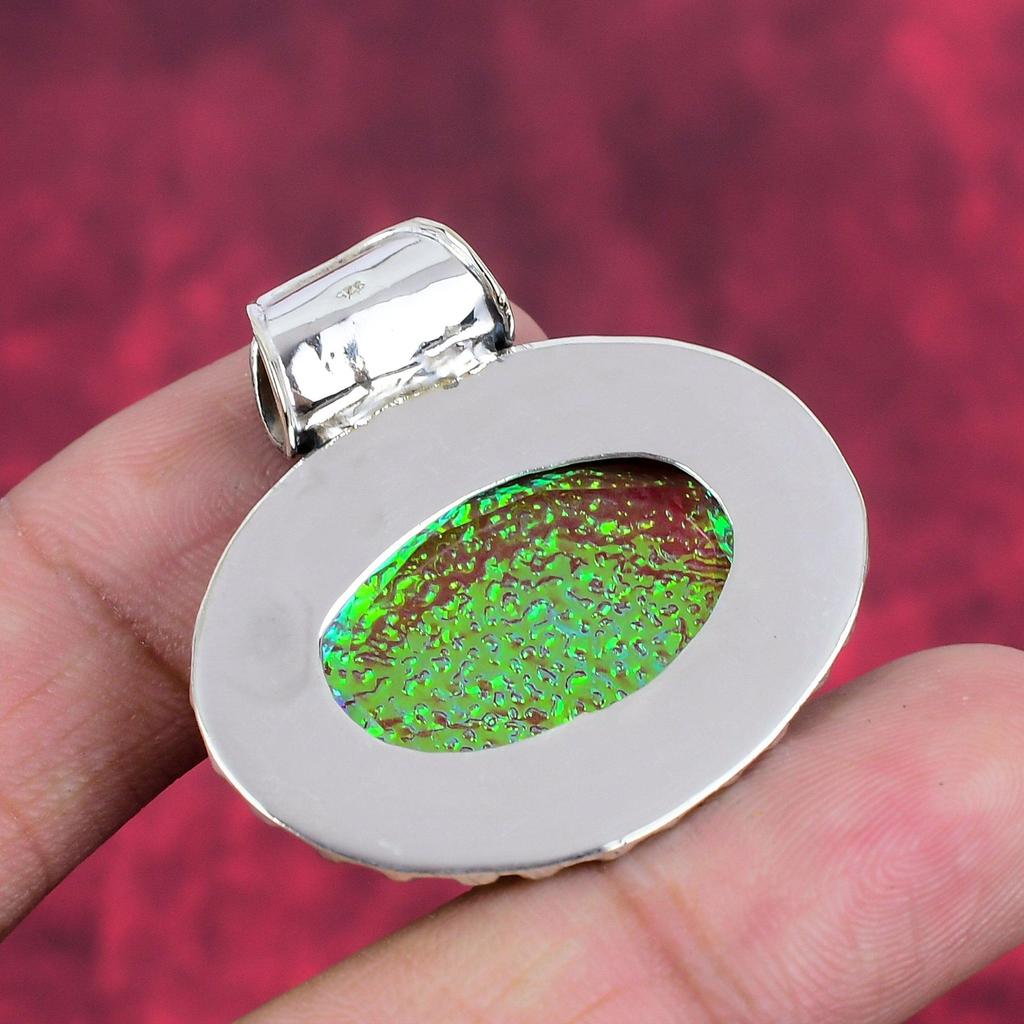 Pink Triplet Opal Jewelry, Gemstone Handmade 925 Solid Sterling Silver Jewelry Pendant, For Wedding Gift