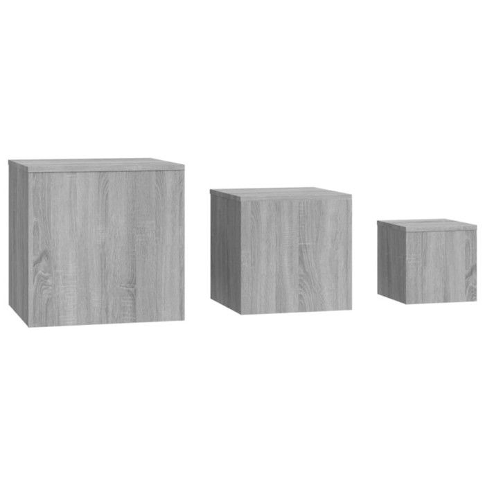 815988 vidaXL Side Tables 3 Pcs Sonoma Grey Engineered Wood